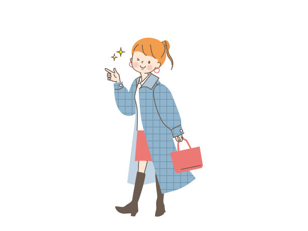 时髦的女人用微笑指向矢量插图图片下载