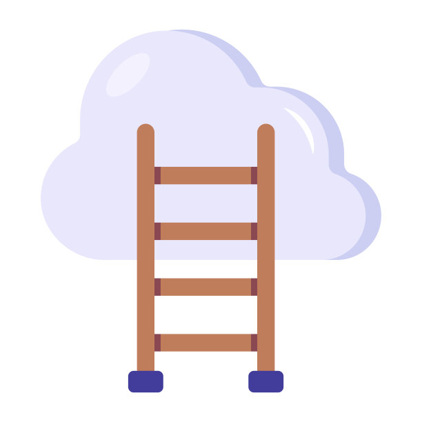 云用梯子，表示事业成长概念的扁平图标图片下载