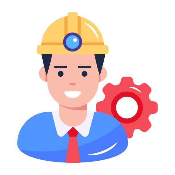 一个精心设计的建筑工人的扁平图标图片下载