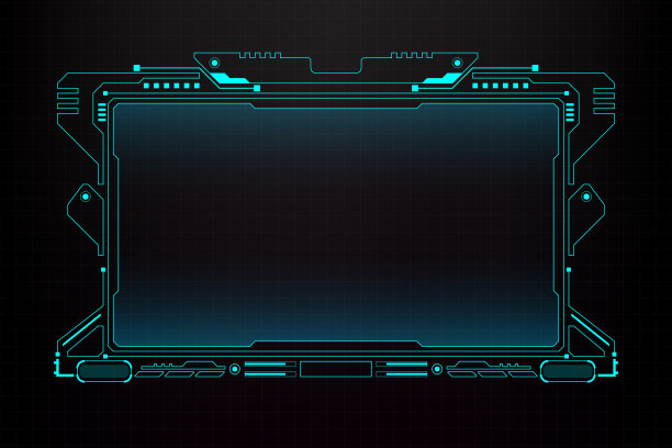 HUD科幻未来的文本信息用户界面屏幕。技术虚拟现实视图显示元素向量。图片下载