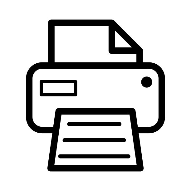 打印机文档网页图标，打印输出机技术平面符号矢量插图图片下载