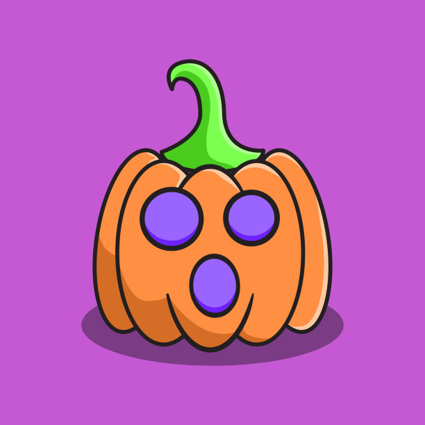 可爱的万圣节南瓜插画与震惊的表情。图片下载