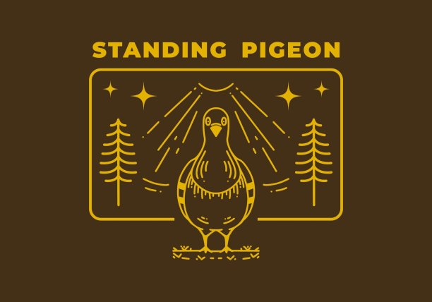 一只站立的鸽子的复古艺术插画图片下载