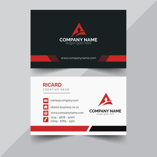 创意和干净的名片模板。极简主义的名片。双面卡。图片下载