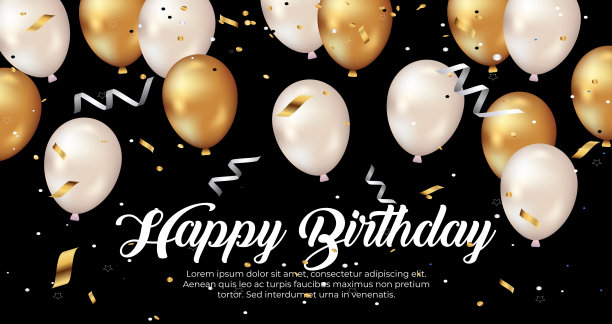 生日气球矢量背景设计。生日快乐短信用气球和五彩纸屑装饰元素为生日庆祝贺卡设计。图片下载
