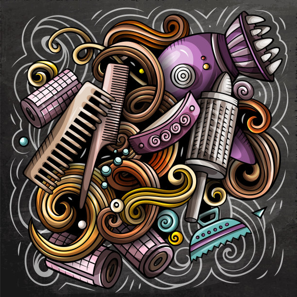 发廊卡通矢量插图图片下载