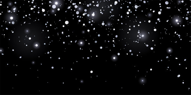 银色闪光五彩纸屑与发光灯在黑色背景。向量图片下载