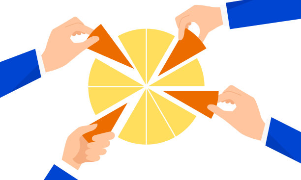 许多手摘馅饼，分享图像，矢量插图图片下载