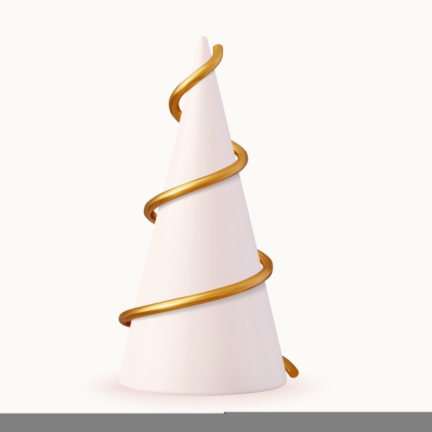 3d金色螺旋圣诞树孤立在白色背景图片下载