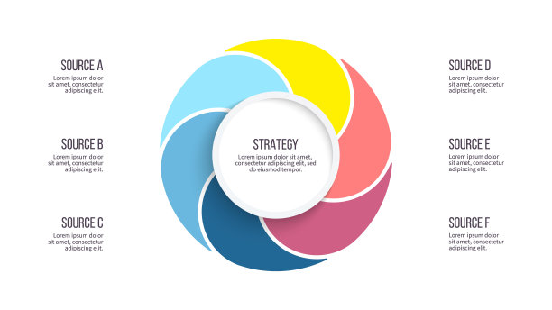 业务信息图。图表6步，选项，部分。向量模板。图片下载