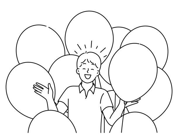 快乐的男孩用气球庆祝生日图片下载