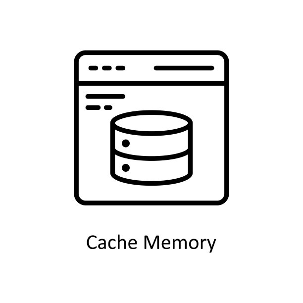 高速缓存内存矢量轮廓图标设计插图。云计算符号白底EPS 10文件图片下载