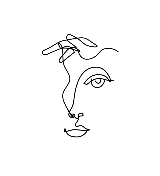 妇女剪影脸与手作为线画画在白色图片下载