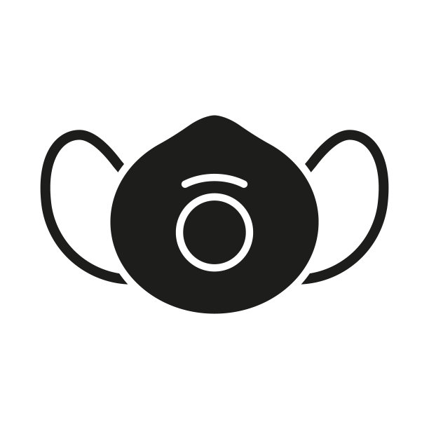 灰尘面膜黑色图标。防止污染、灰尘、感染、病毒和过敏的防护口罩。安全呼吸口罩剪影图标。矢量图图片下载