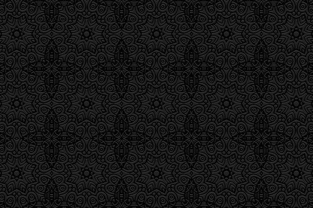 浮雕异国情调的黑色背景，民族封面设计。纸，波西米亚风格，装饰艺术。部落几何三维图案，东方，亚洲，印度，墨西哥的艺术质感。图片下载
