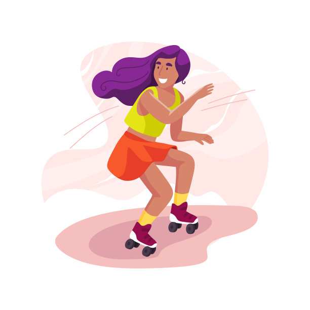 轮滑孤立卡通矢量插图。图片下载