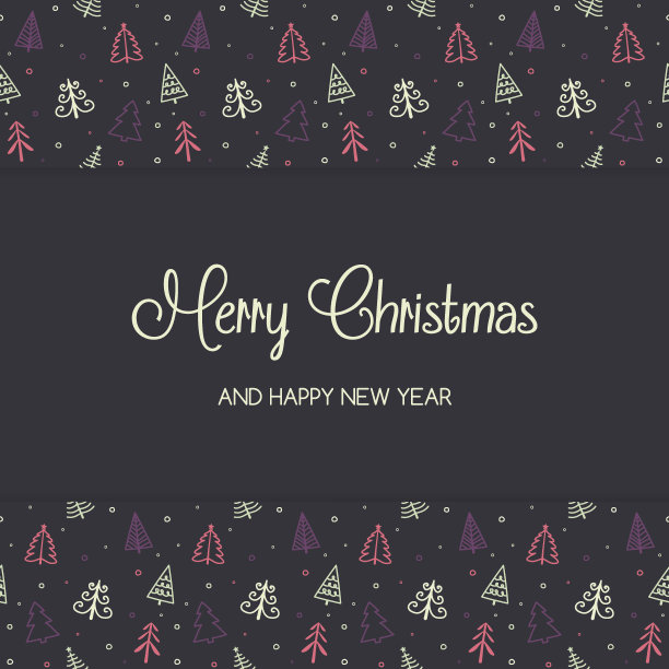 设计一张有圣诞树和祝福的卡片。向量图片下载