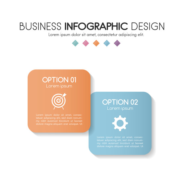 业务信息图模板，有2个步骤。五颜六色的时间表。向量图片下载