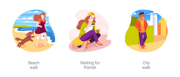 户外休闲卡通矢量插画图片下载