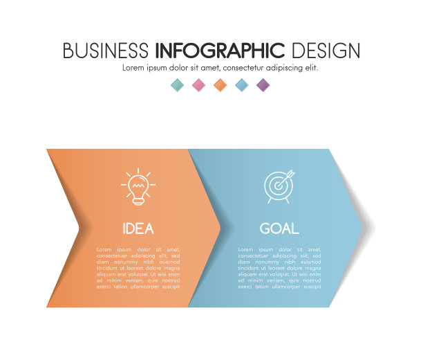 业务信息图模板，有2个步骤。五颜六色的时间表。向量图片下载