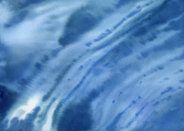 美丽的蓝色水彩背景。海洋手绘插图。蓝色的水下。海洋生物。图片下载