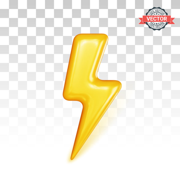 闪电，逼真的矢量3D图标。雷雨、电、电池或电动汽车的概念标志。透明背景隔离图片下载