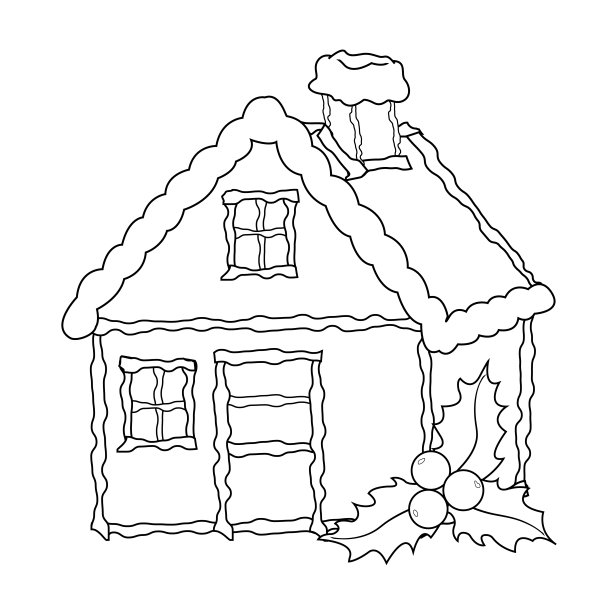 姜饼屋和冬青。圣诞饼干、糖果和礼物。卡。图片下载