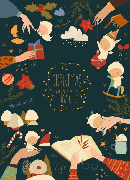 圣诞快乐派对海报上的手牵着小天使图片下载