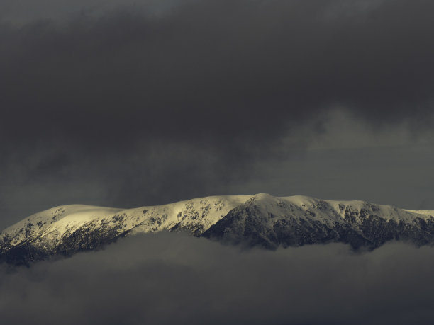 乌云笼罩着雪山图片下载