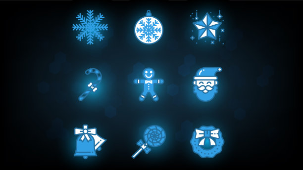 圣诞图标设置背景浅蓝色。矢量插图。图片下载