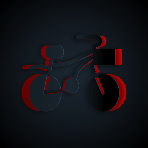 剪纸自行车图标孤立在黑色图片下载
