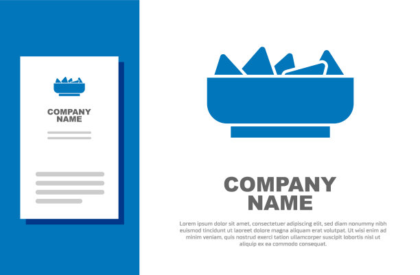 蓝色玉米片在碗图标孤立在白色图片下载