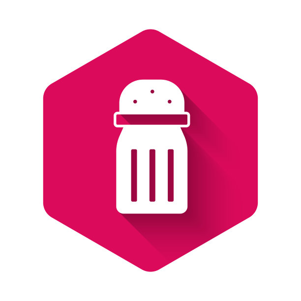 白色盐图标与长阴影隔离图片下载