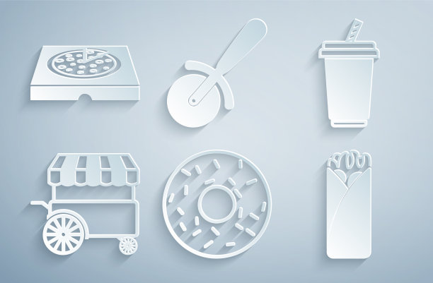 设置甜甜圈玻璃与水快速街头食品车图片下载