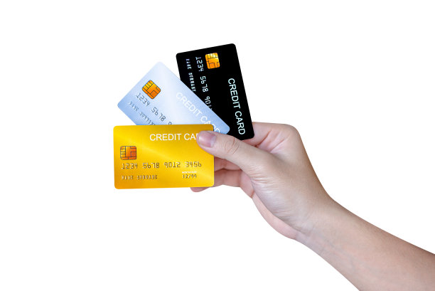 手显示信用卡隔离在白色背景。图片下载