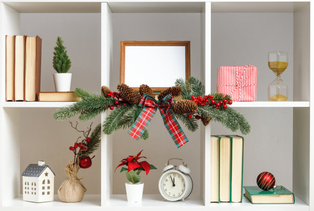 圣诞节和新年的装饰。家庭内部。图片下载