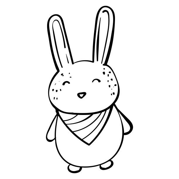 兔子在脖子系围巾矢量卡通插图图片下载