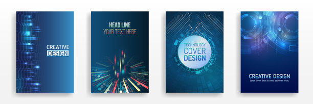 商业展示的科学封面设计。高科技宣传册传单模板。抽象的未来主义设计概念。技术背景设计，小册子，传单，年报排版。图片下载