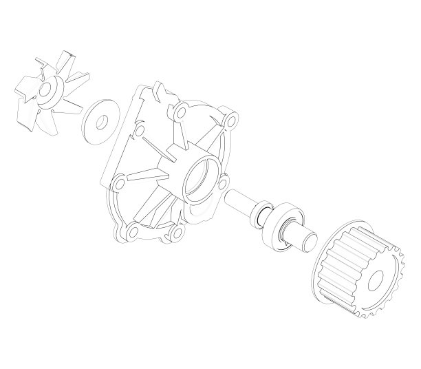 水泵水爆炸的观点在黑白3D插图上孤立的白色图片下载