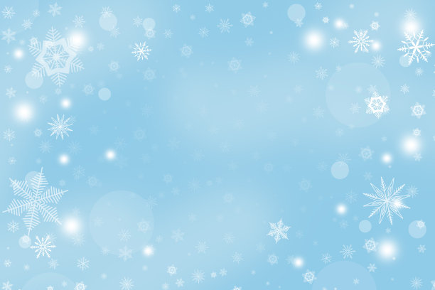 抽象的蓝色背景与雪花和散景。图片下载
