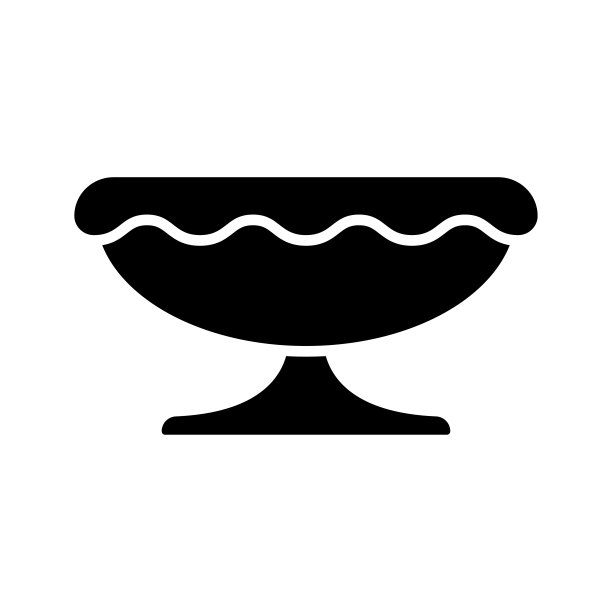 水果盘图标。糖果碗。黑色的轮廓。正面的看法。矢量简单的平面图形插图。白色背景上的孤立物体。隔离。图片下载