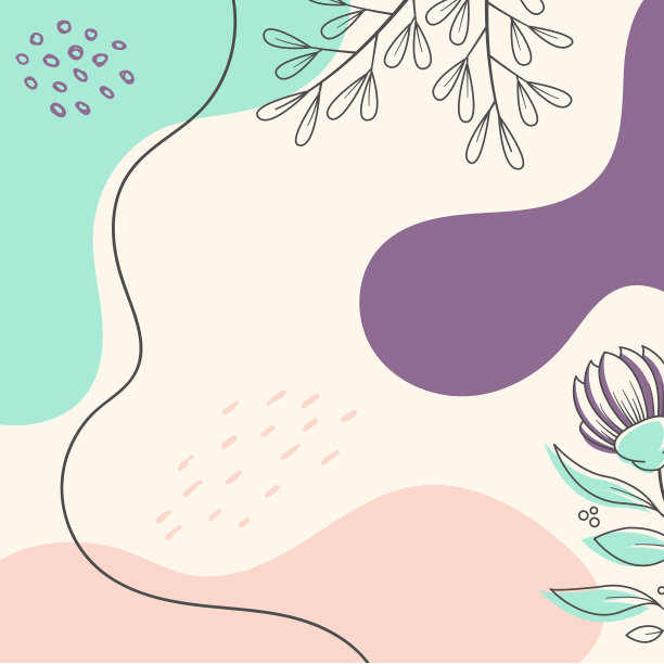 抽象的背景与有机的形状和手绘线在柔和的颜色。具有文本空间的现代设计模板。最小的时尚封面品牌设计。矢量图图片下载