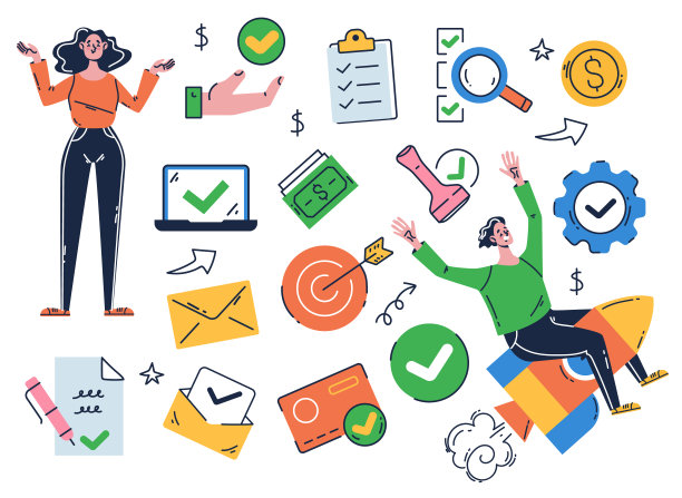 商务人士图标技术办公室工作财务开发概念插图集图片下载