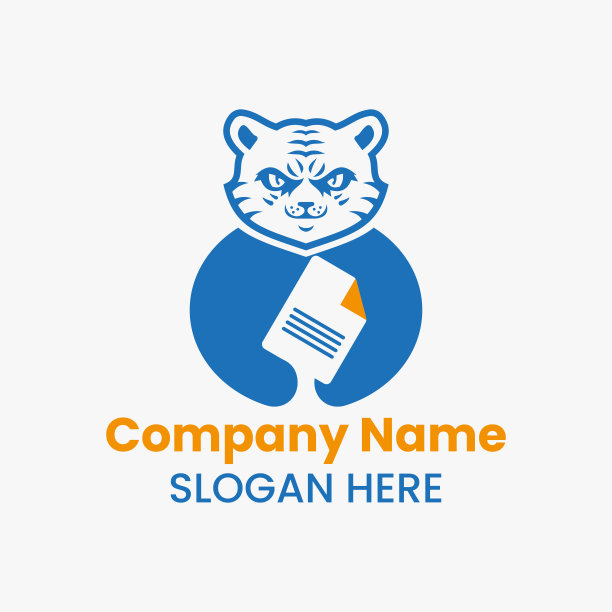 老虎文件纸标识负空间概念矢量模板。黑豹手持文件纸符号图片下载