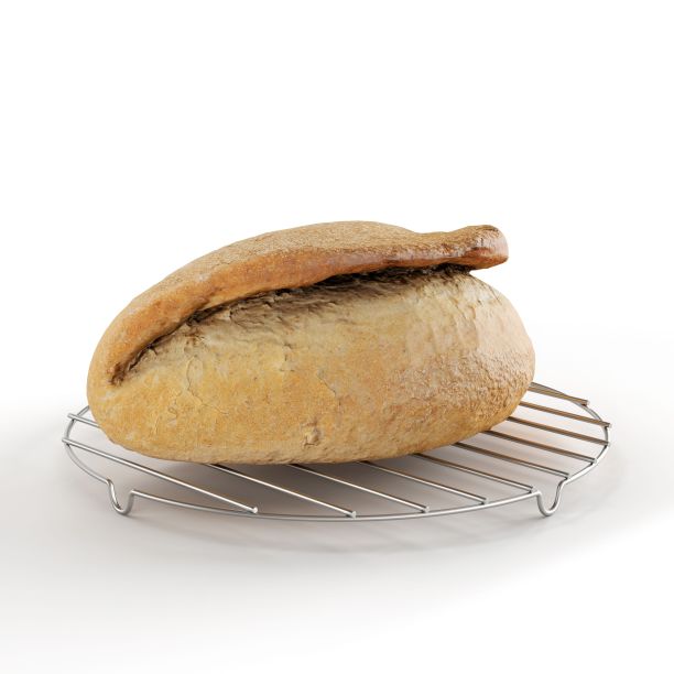 一个新鲜出炉的面包在白色背景上的3D渲染图片下载