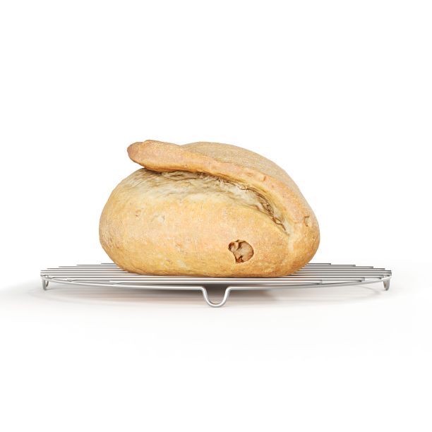 一个新鲜出炉的面包在白色背景上的3D渲染图片下载