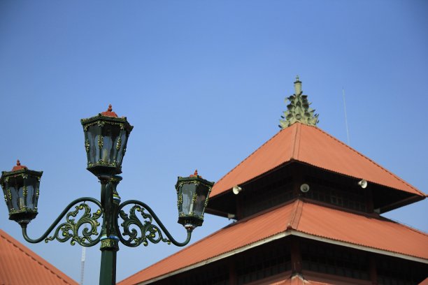 日惹考曼大清真寺背景装饰灯图片下载