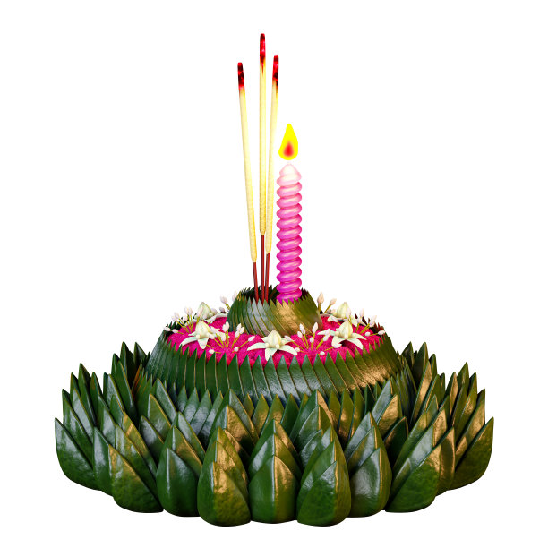 来自泰国泼水节的美丽的泼水节灯笼，由3D制作，以白色为背景。图片下载