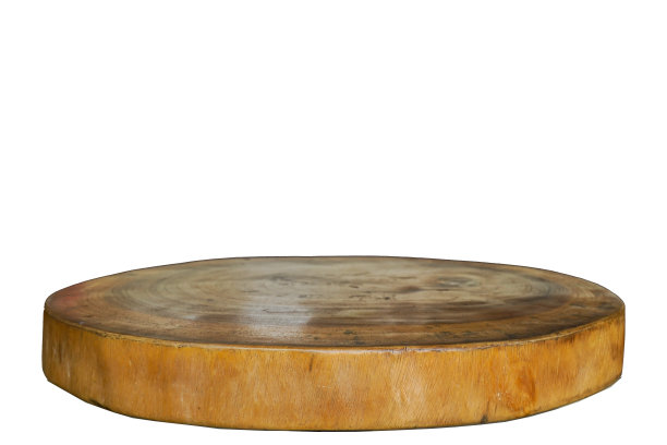 自然和木桌背景为产品展示模板，空木桌与孤立的空白空间，白色背景图片下载