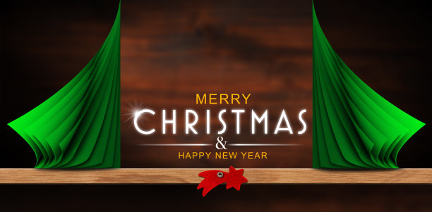 写有“圣诞快乐，新年快乐”字样的圣诞卡图片下载